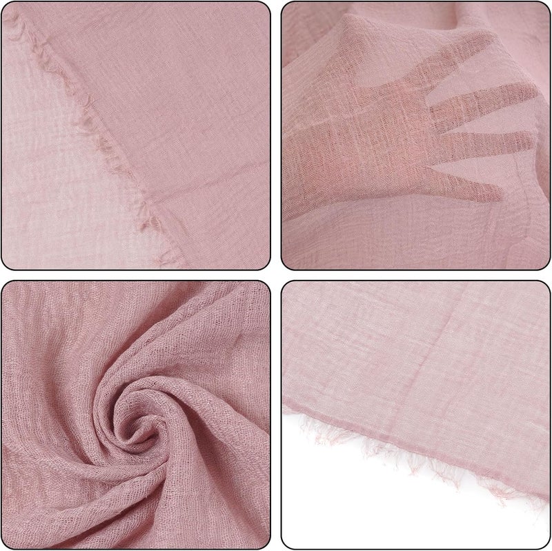 Nydotd Women Summer Cotton Linen Scarf Crinkle Long Beach Shawl Wrap hijab with Fringe - Image 3